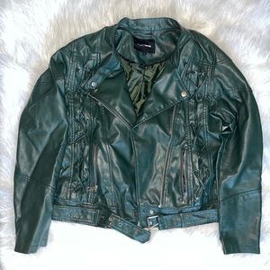 Fashion nova green faux leather jacket